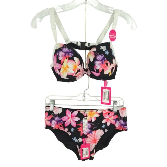 Curvy Kate Tropicana Moulded Plunge Bikini Swim Set Floral 34D M - Picture 1 of 16